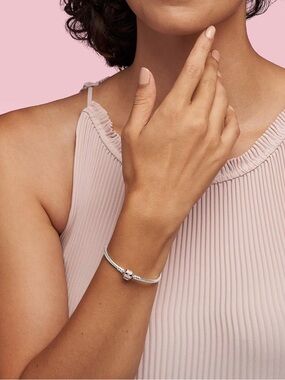 Pandora Silver Rose Gold Snake Chain Bracelet - Women's Jewelry
